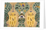 Textile design depicting a farm by Charles Francis Annesley Voysey