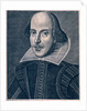 Frontispiece showing William Shakespeare on his book Comedies, Histories and Tragedies. England, 1623 by Anonymous
