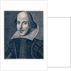 Frontispiece showing William Shakespeare on his book Comedies, Histories and Tragedies. England, 1623 by Anonymous