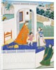 Krishna Peering Over a Wall at Radha & Children. Mandi, Punjab Hills, India, 1840 by Unknown