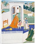Krishna Peering Over a Wall at Radha & Children. Mandi, Punjab Hills, India, 1840 by Unknown