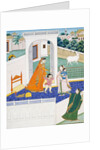 Krishna Peering Over a Wall at Radha & Children. Mandi, Punjab Hills, India, 1840 by Unknown