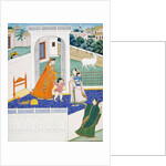 Krishna Peering Over a Wall at Radha & Children. Mandi, Punjab Hills, India, 1840 by Unknown