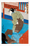Woman tying her obi by Utagawa Kunisada