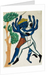 Hanuman Struggling with Ravana. Calcutta, India, late 19th century by Unknown