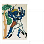 Hanuman Struggling with Ravana. Calcutta, India, late 19th century by Unknown