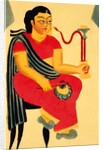 Woman smoking a hookah by Kali Charan Ghosh