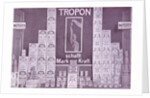 Photograph of a shop window with a display of Tropon goods by Anonymous
