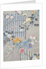 Detail from a kimono depicting flowers and bamboo fences by Anonymous