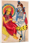 Annapuna seated, giving rice to Shiva by Unknown