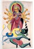 Kalighat painting of Durga Killing Mahishasura. Calcutta, India, mid-19th century by Unknown