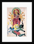 Kalighat painting of Durga Killing Mahishasura. Calcutta, India, mid-19th century by Unknown