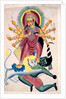 Kalighat painting of Durga Killing Mahishasura. Calcutta, India, mid-19th century by Unknown