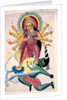 Kalighat painting of Durga Killing Mahishasura. Calcutta, India, mid-19th century by Unknown
