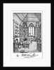 Bookplate depicting a man in a Victorian study by Alan Wright