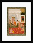 A couple with female attendants and musicians by Unknown