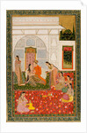 A couple with female attendants and musicians by Unknown