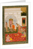 A couple with female attendants and musicians by Unknown