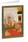 A couple with female attendants and musicians by Unknown
