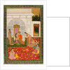 A couple with female attendants and musicians by Unknown