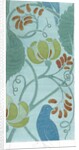 Blue bird with scrolling foliage and flowers by C.F.A. Voysey