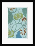 Blue bird with scrolling foliage and flowers by C.F.A. Voysey