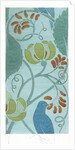 Blue bird with scrolling foliage and flowers by C.F.A. Voysey