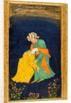 A mullah bowing down to a man in Iranian dress by Unknown