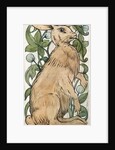 Seated hare and fruiting foliage by William Frend De Morgan