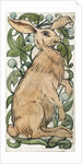 Seated hare and fruiting foliage by William Frend De Morgan