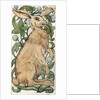 Seated hare and fruiting foliage by William Frend De Morgan