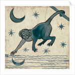 Monkey looking at reflected moon by William Frend De Morgan
