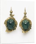 Earrings set with irridescent South American beetles by Unknown