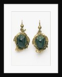 Earrings set with irridescent South American beetles by Unknown