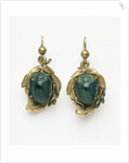 Earrings set with irridescent South American beetles by Unknown