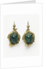 Earrings set with irridescent South American beetles by Unknown