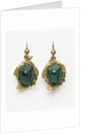 Earrings set with irridescent South American beetles by Unknown