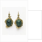 Earrings set with irridescent South American beetles by Unknown