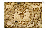 Casket carved with views of musicians & drinkers, detail by Anonymous