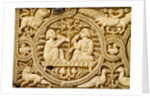 Casket carved with views of musicians & drinkers, detail by Anonymous