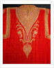 Costume textile with paisley design detail of panel on back by Unknown