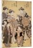 The Courtesan Senzan of Choji-ya with Attendants Yasoji and Isoji, and the Courtesan Ogino of Ogi-ya with Attendants Isami and Susami by Katsukawa Shuncho