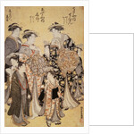 The Courtesan Senzan of Choji-ya with Attendants Yasoji and Isoji, and the Courtesan Ogino of Ogi-ya with Attendants Isami and Susami by Katsukawa Shuncho