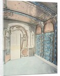 Main entrance showing panelled ceiling and tiled wall by Hector Guimard
