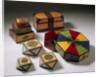 Group of multicoloured Korean boxes by Jin-sun Kim