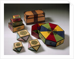 Group of multicoloured Korean boxes by Jin-sun Kim