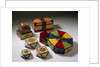 Group of multicoloured Korean boxes by Jin-sun Kim