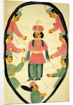 Archers shooting at a standing Hero. Kalighat, India, 19th century by Unknown