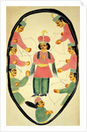 Archers shooting at a standing Hero. Kalighat, India, 19th century by Unknown