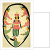 Archers shooting at a standing Hero. Kalighat, India, 19th century by Unknown